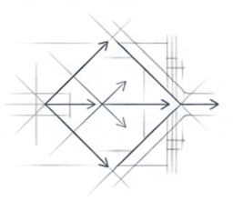 Geometric diamond with directional arrows illustration